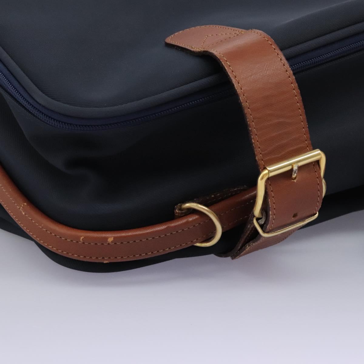 Burberrys Travel Case Boston Bag PVC Navy Brown Auth ti2922