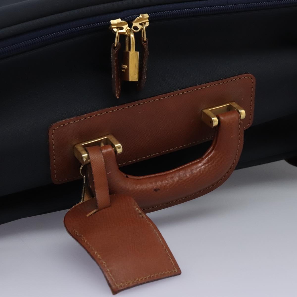 Burberrys Travel Case Boston Bag PVC Navy Brown Auth ti2922