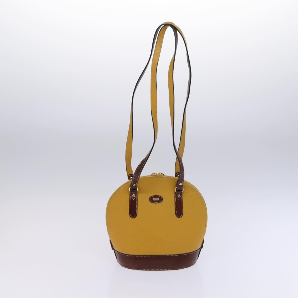 BALLY Hand Bag Leather 4Set Black Yellow Auth ti2926