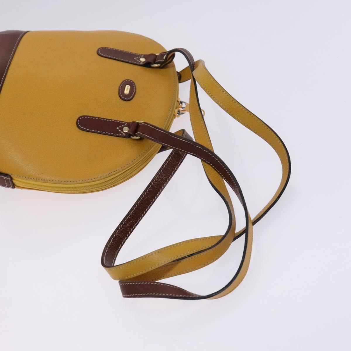 BALLY Hand Bag Leather 4Set Black Yellow Auth ti2926