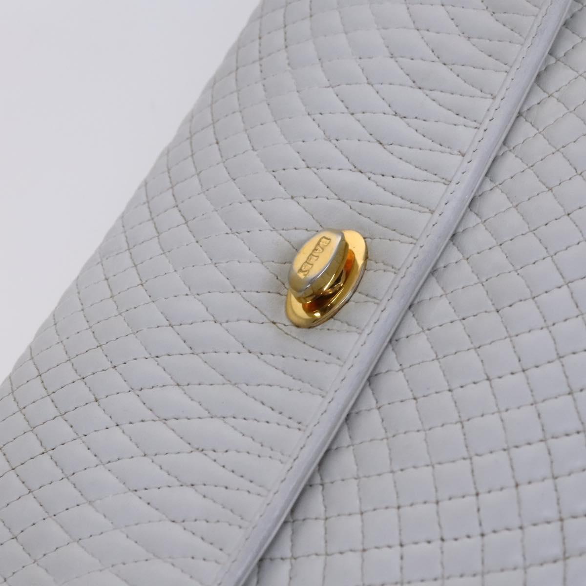 BALLY Chain Shoulder Bag Leather White Gold Auth ti2933
