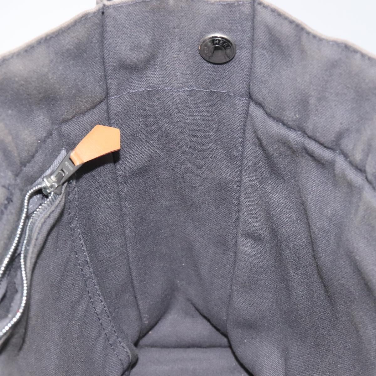 HERMES Fourre Tout PM Hand Bag Canvas Black Gray Silver Auth ti2941