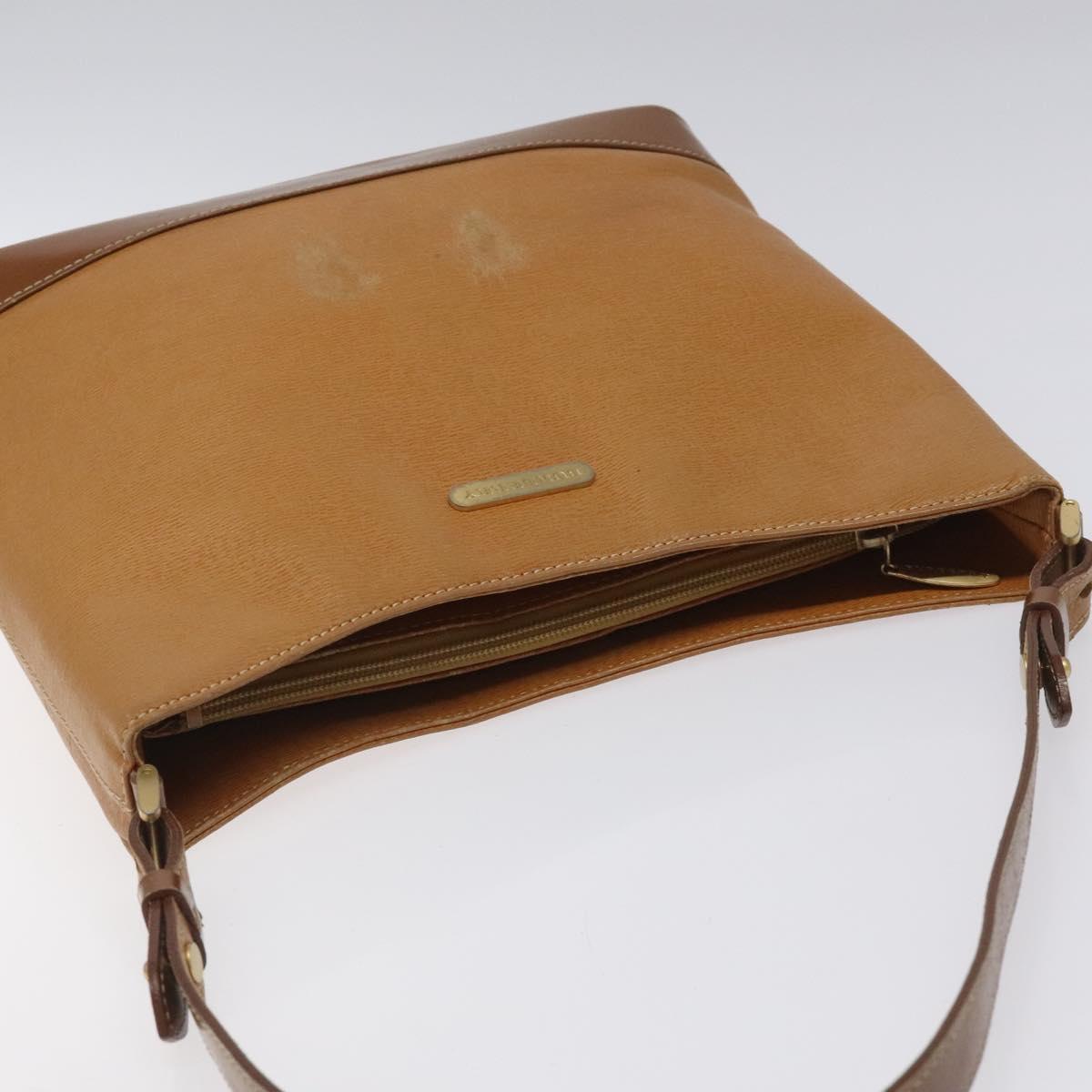 BURBERRY Shoulder Bag Leather Brown Gold Auth ti2942