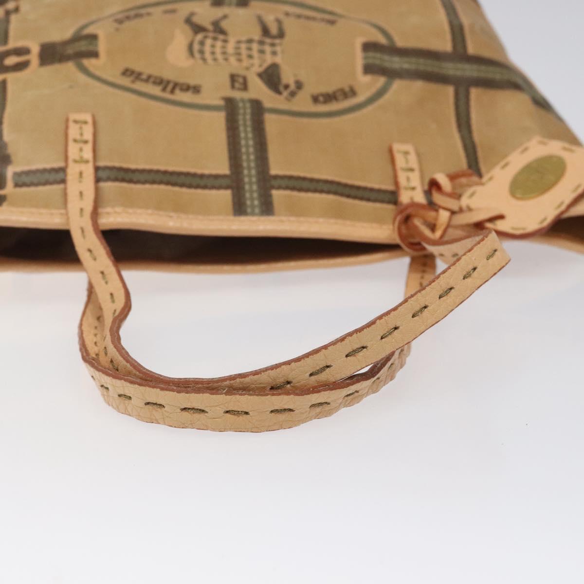 FENDI Hand Bag Nylon Beige Auth ti2956