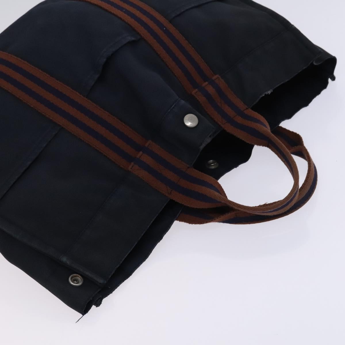 HERMES Fourre Tout Tote Bag Canvas 5Set Black Gray Navy Auth ti2959