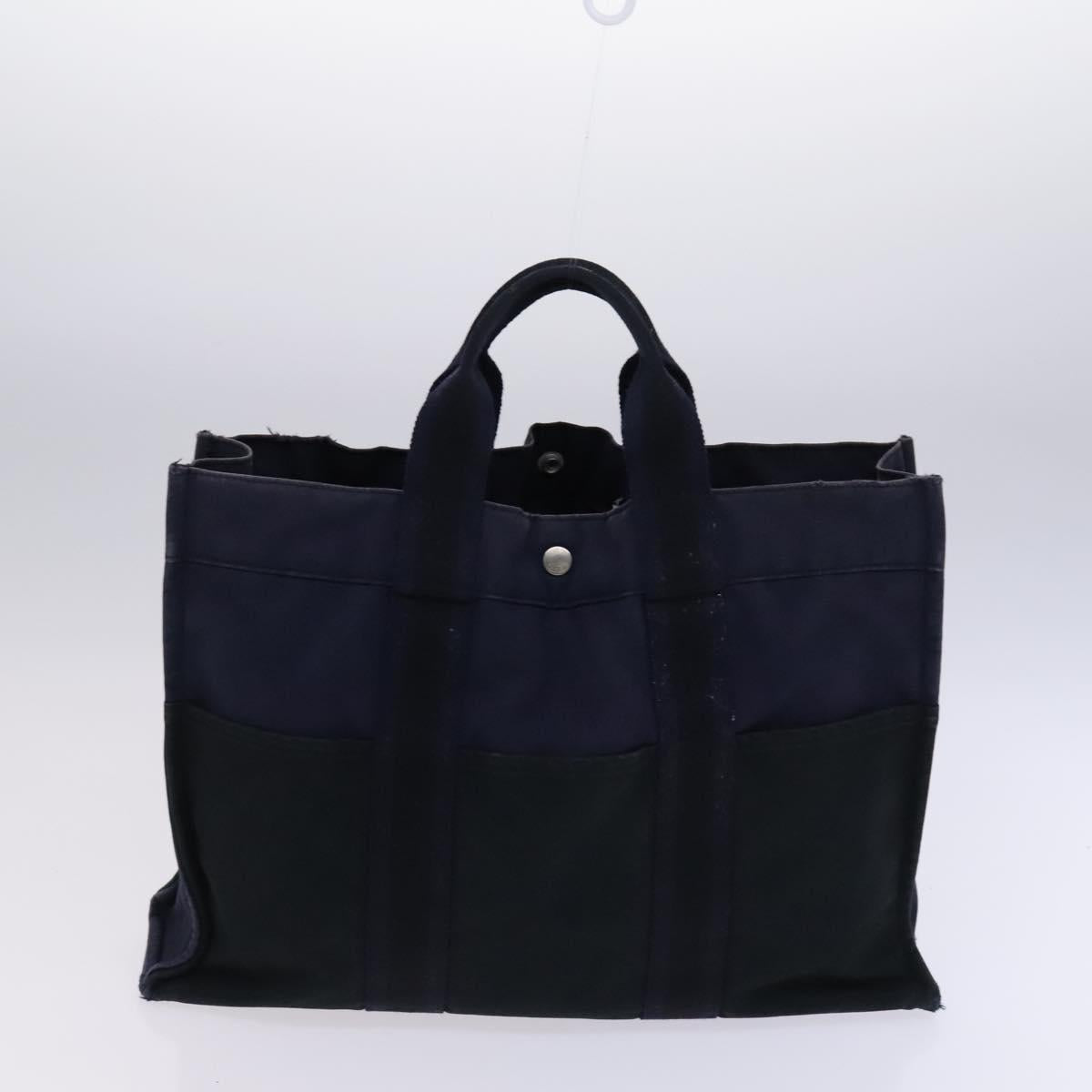 HERMES Fourre Tout Tote Bag Canvas 5Set Black Gray Navy Auth ti2959