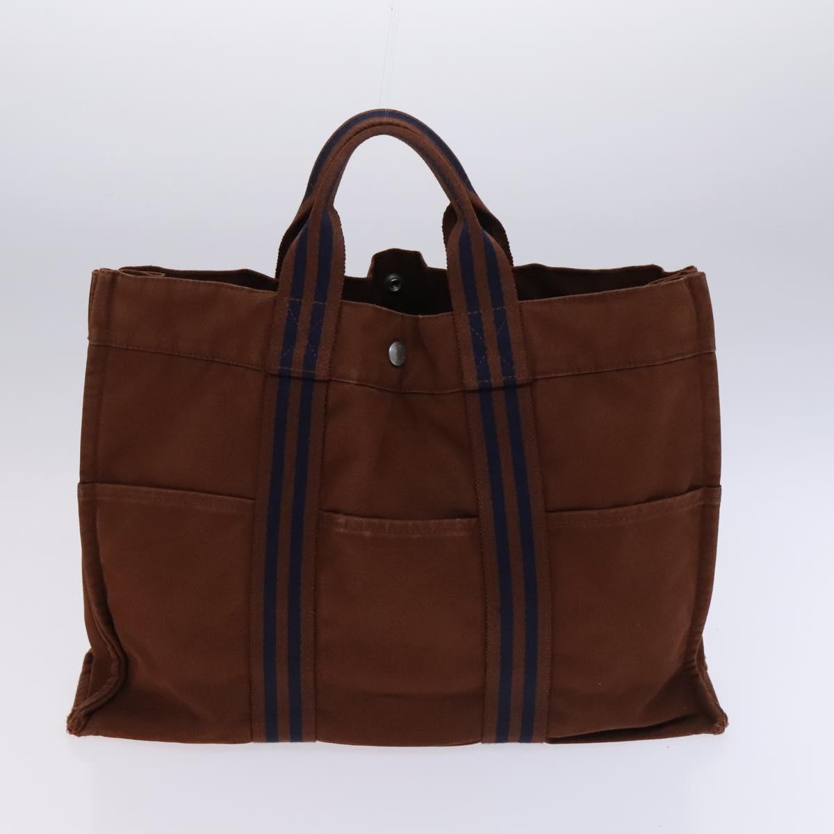 HERMES Fourre Tout Tote Bag Canvas 5Set Black Gray Navy Auth ti2959