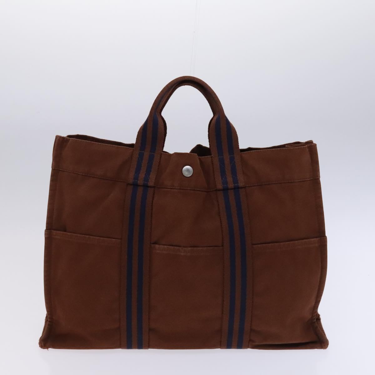 HERMES Fourre Tout Tote Bag Canvas 5Set Black Gray Navy Auth ti2959