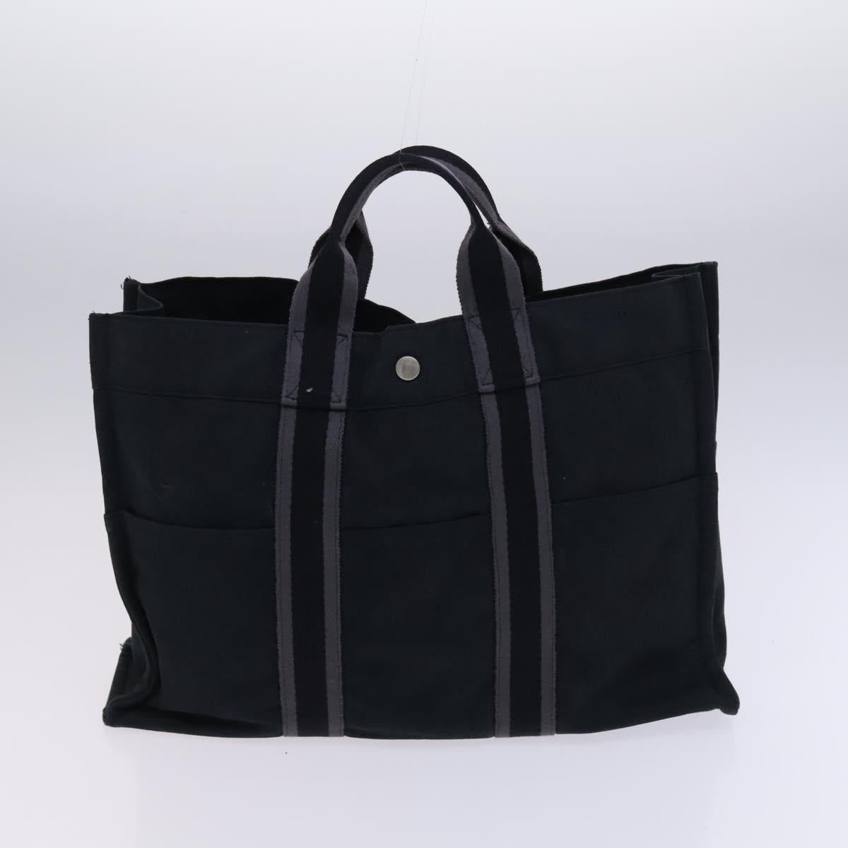 HERMES Fourre Tout Tote Bag Canvas 5Set Black Gray Navy Auth ti2959