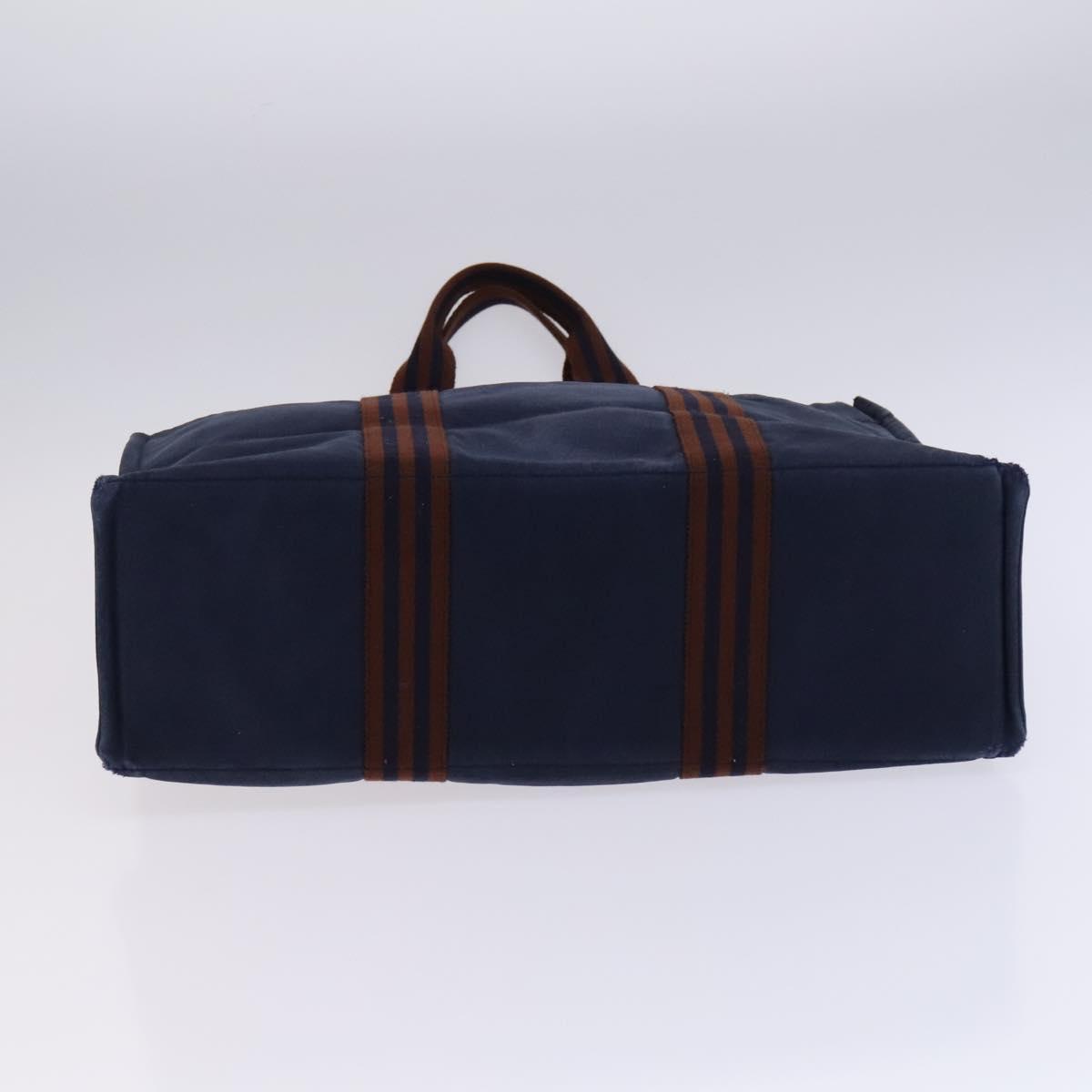 HERMES Fourre Tout Tote Bag Canvas 5Set Black Gray Navy Auth ti2960