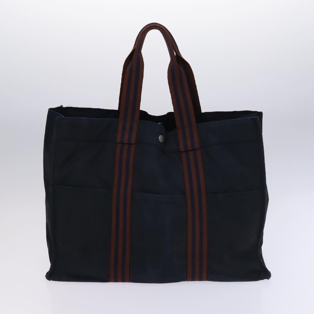 HERMES Fourre Tout Tote Bag Canvas 5Set Black Gray Navy Auth ti2960
