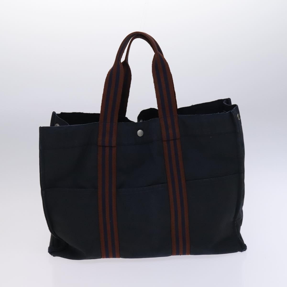 HERMES Fourre Tout Tote Bag Canvas 5Set Black Gray Navy Auth ti2960