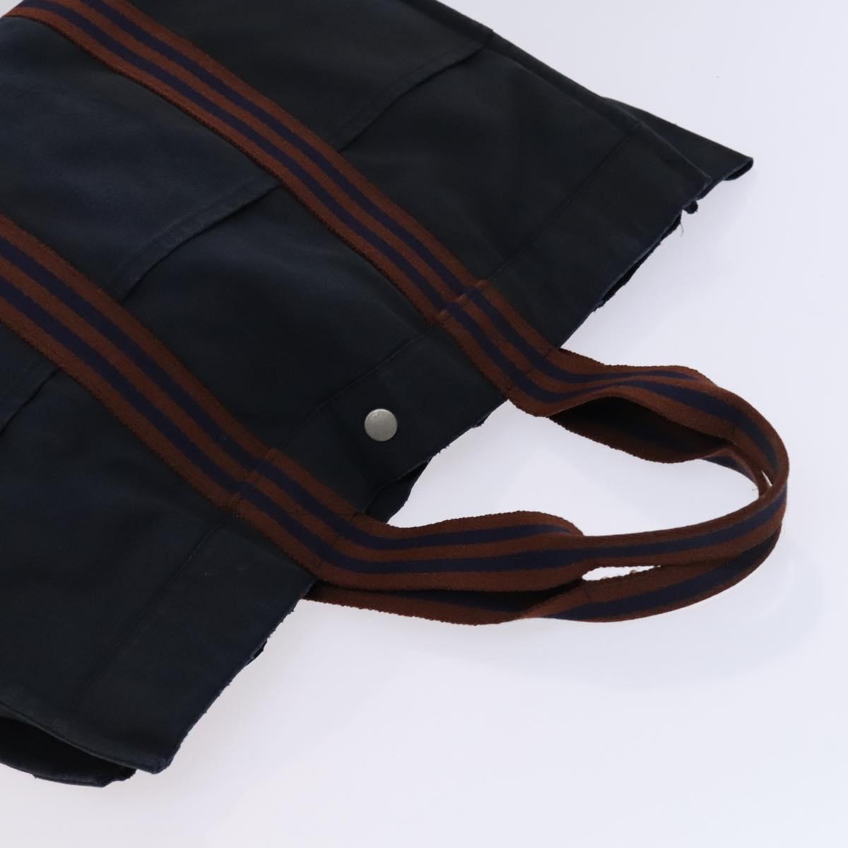 HERMES Fourre Tout Tote Bag Canvas 5Set Black Gray Navy Auth ti2960