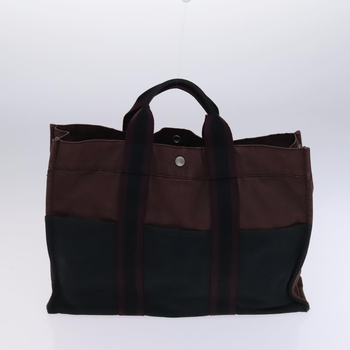 HERMES Fourre Tout Tote Bag Canvas 5Set Black Gray Navy Auth ti2960