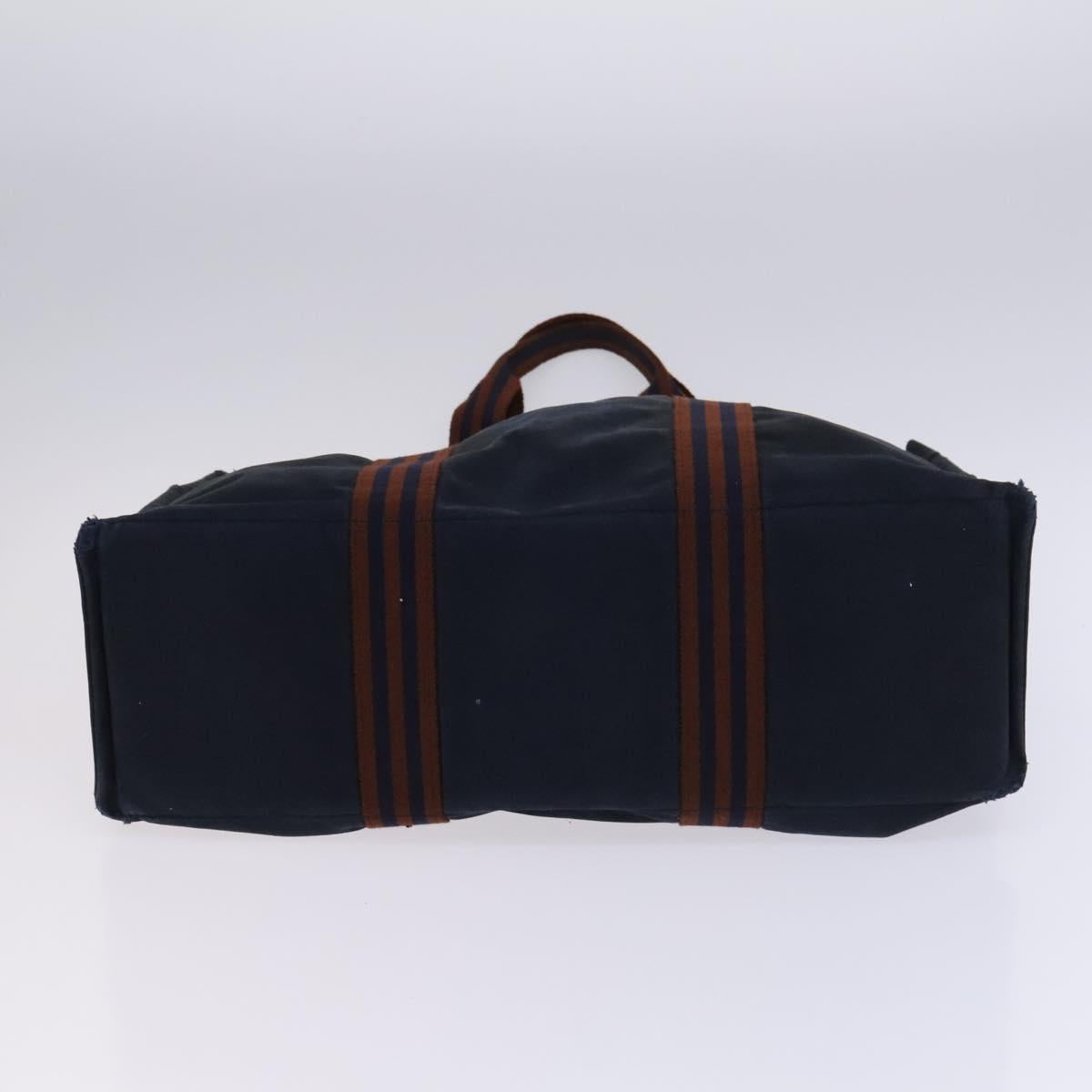 HERMES Fourre Tout Tote Bag Canvas 5Set Black Gray Navy Auth ti2960