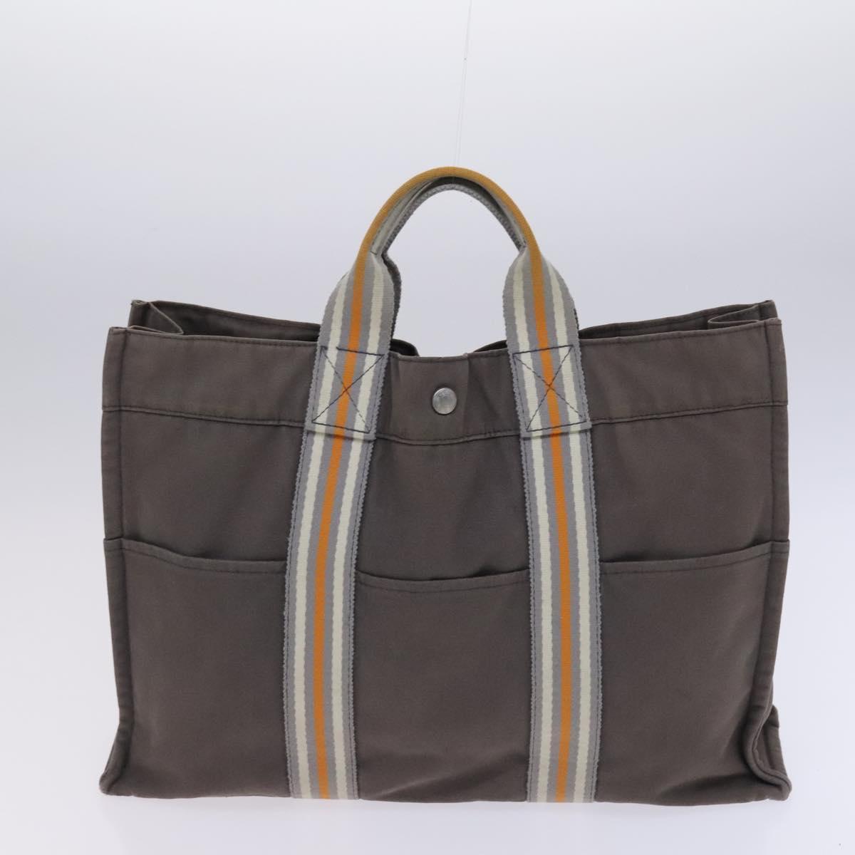 HERMES Fourre Tout Tote Bag Canvas 5Set Black Gray Navy Auth ti2960