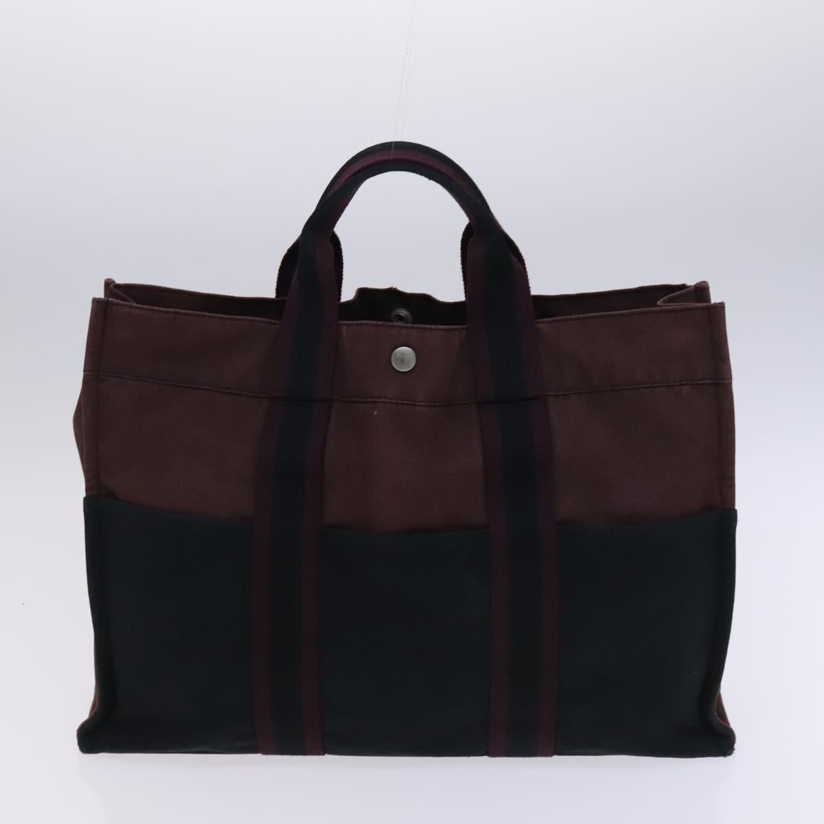 HERMES Fourre Tout Tote Bag Canvas 5Set Black Gray Navy Auth ti2960