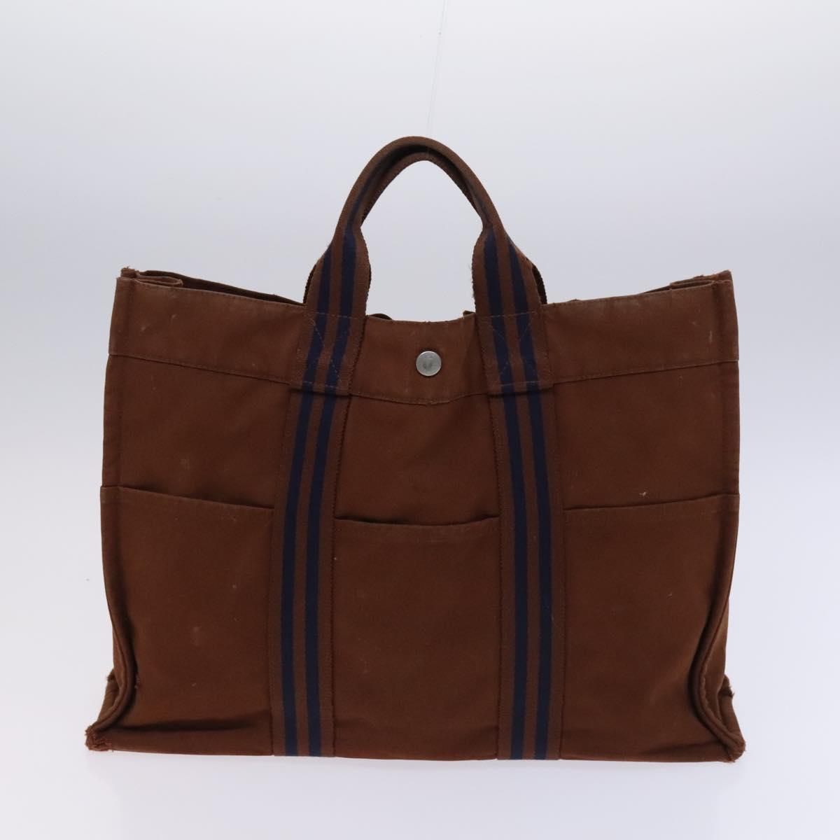 HERMES Fourre Tout Tote Bag Canvas 5Set Black Gray Navy Auth ti2960