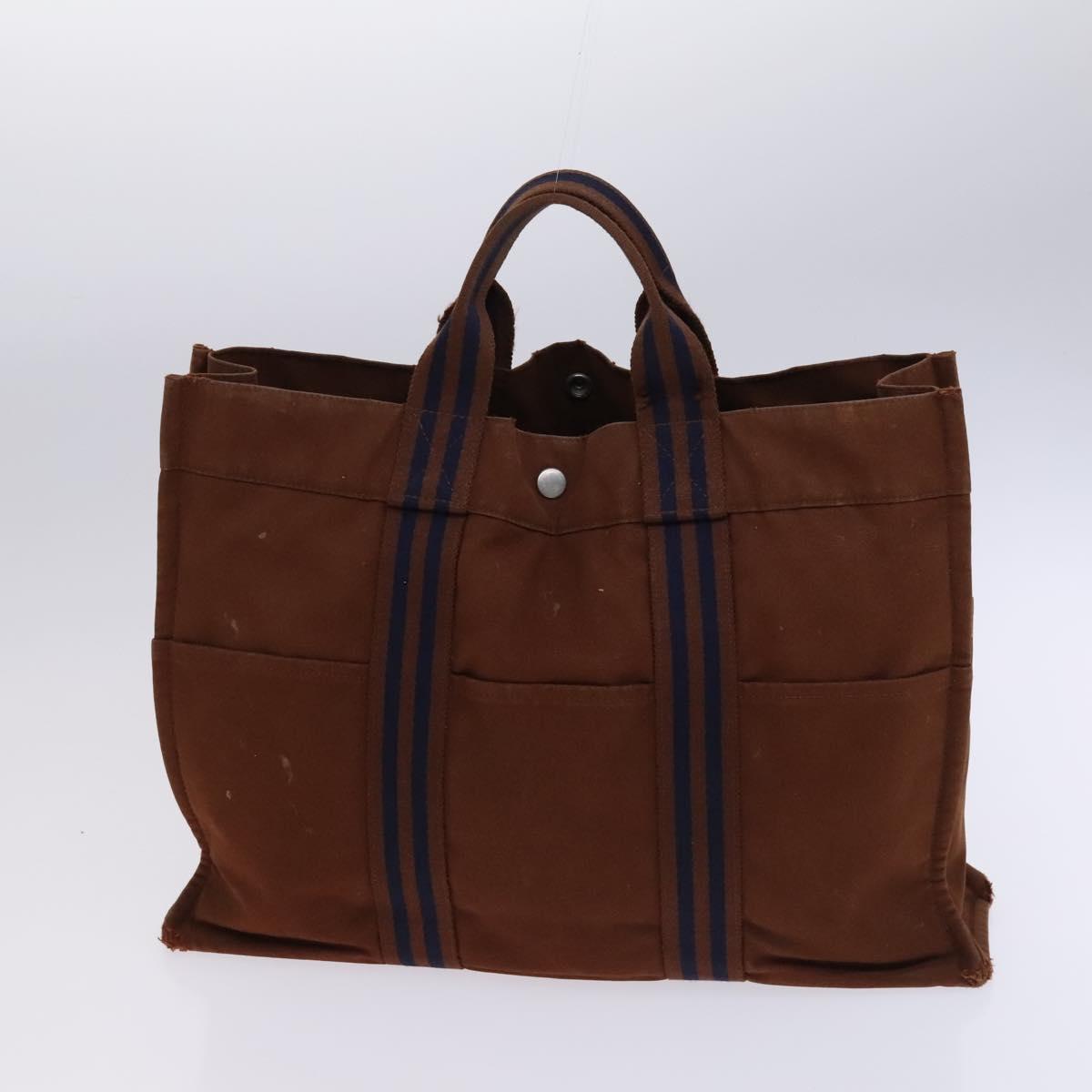 HERMES Fourre Tout Tote Bag Canvas 5Set Black Gray Navy Auth ti2960