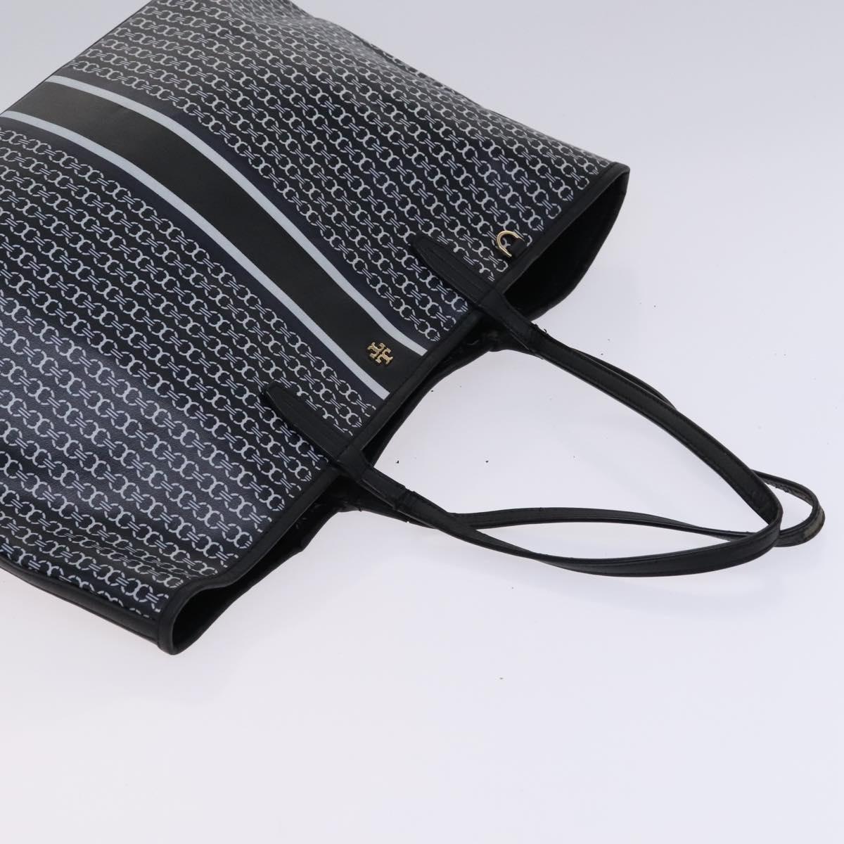 TORY BURCH Bally Tote Bag PVC Leather 2Set Black Yellow Auth ti2961