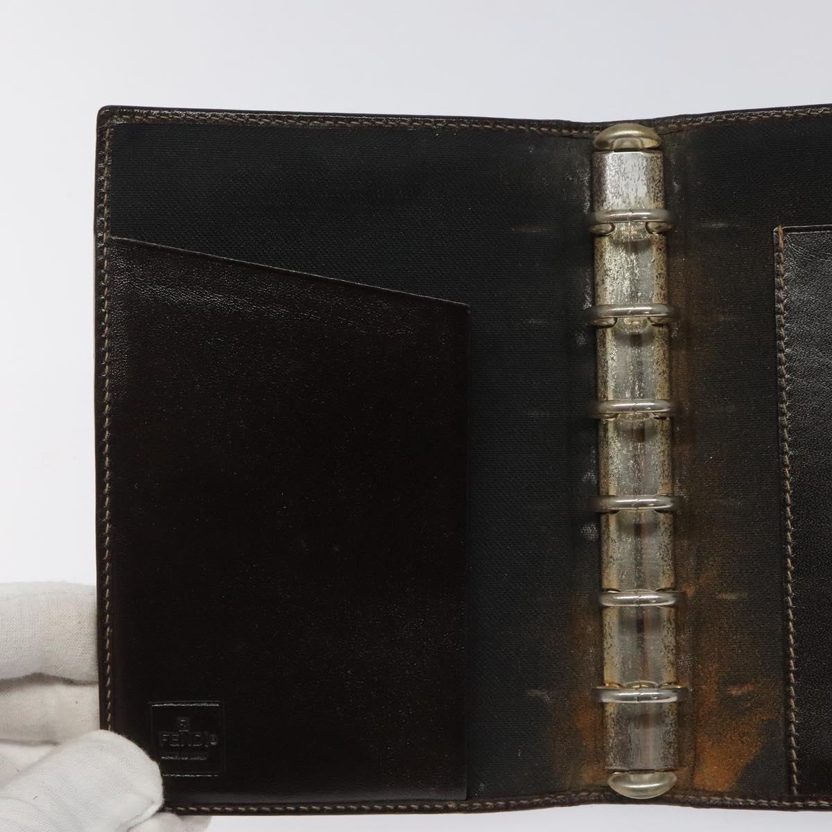 FENDI Zucca Canvas Day Planner Cover Brown Black Auth ti2962