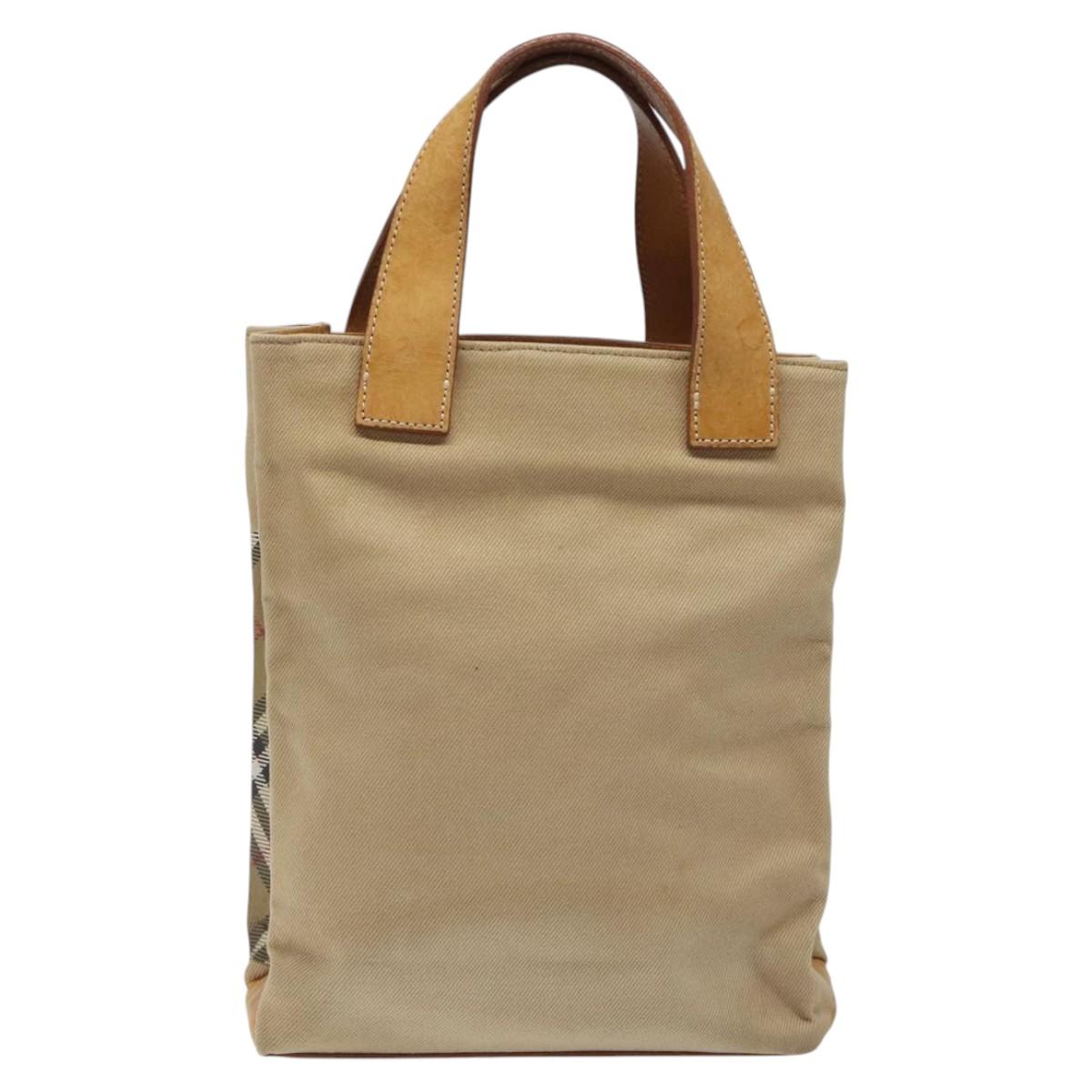 Burberrys Nova Check Blue Label Hand Bag Canvas Brown Auth ti2966