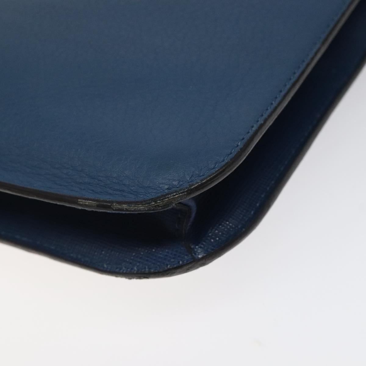 FENDI Clutch Bag Leather Blue Auth ti2970
