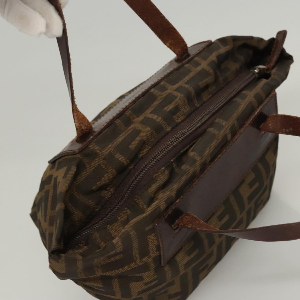 FENDI Zucca Canvas Hand Bag Black Brown Auth ti2971