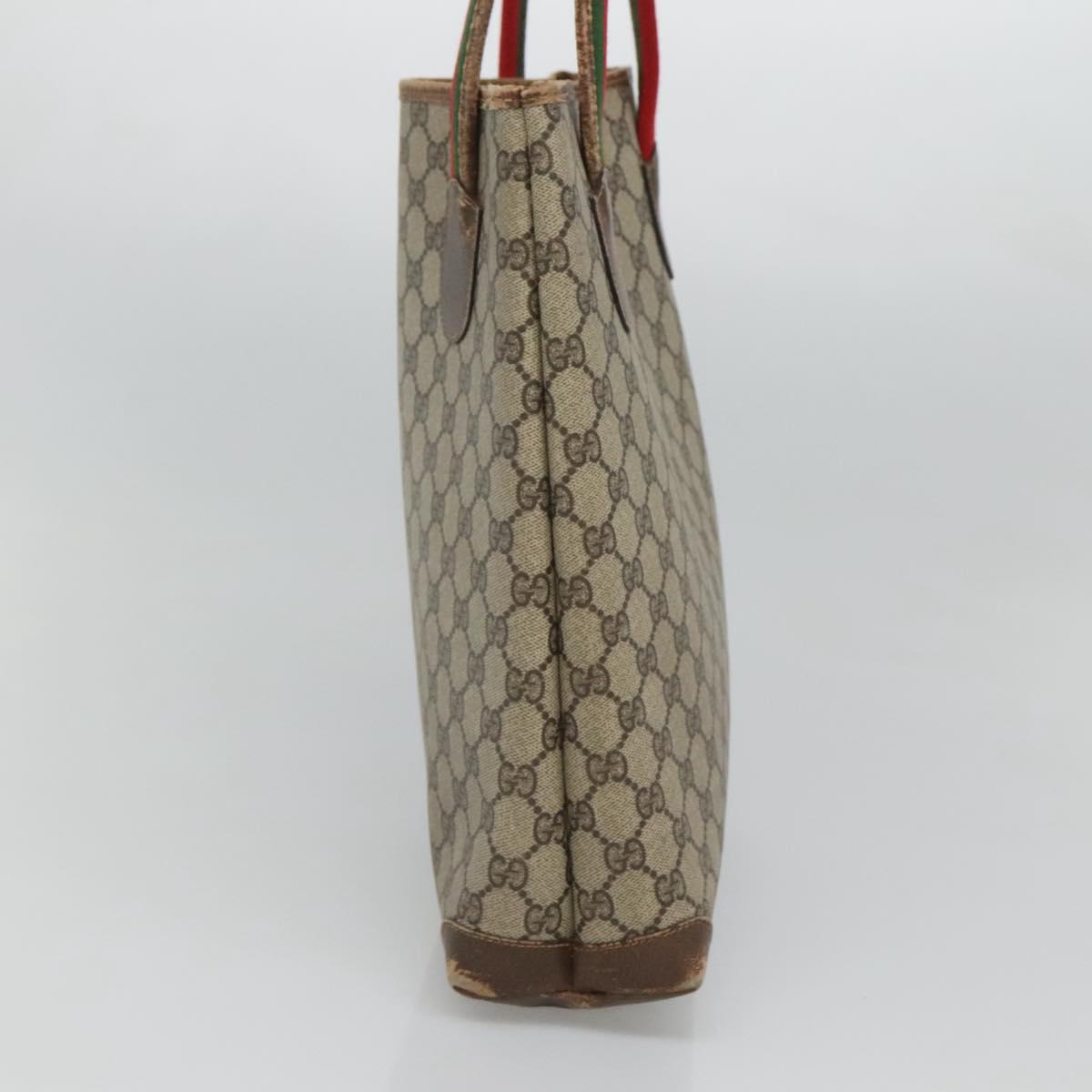 GUCCI GG Supreme Web Sherry Line Tote Bag PVC Beige 41 004 4465 Auth ti2974
