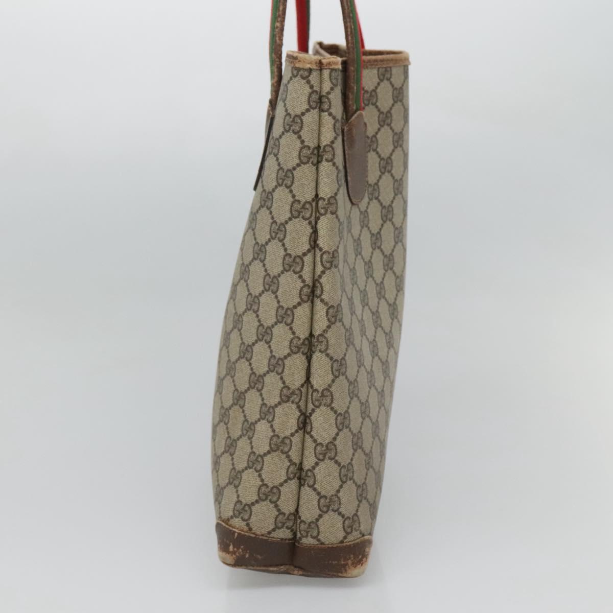 GUCCI GG Supreme Web Sherry Line Tote Bag PVC Beige 41 004 4465 Auth ti2974