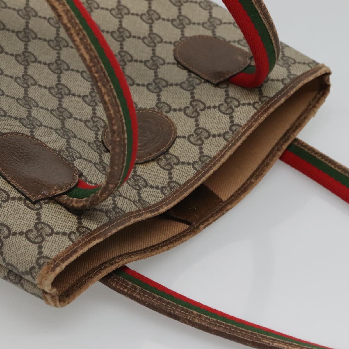 GUCCI GG Supreme Web Sherry Line Tote Bag PVC Beige 41 004 4465 Auth ti2974