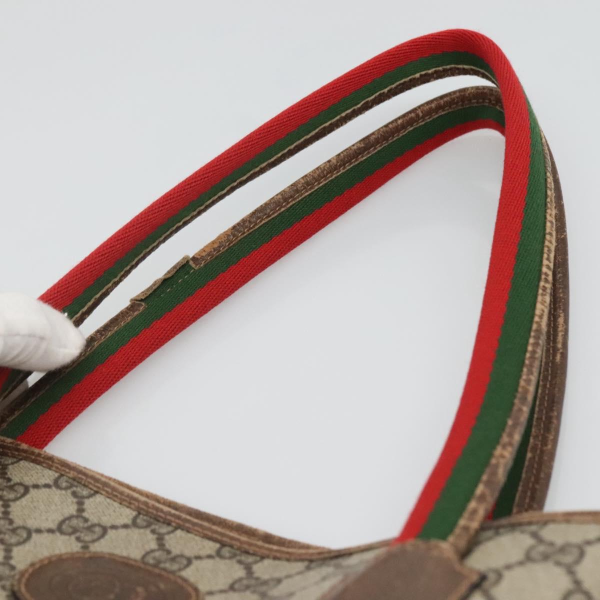 GUCCI GG Supreme Web Sherry Line Tote Bag PVC Beige 41 004 4465 Auth ti2974