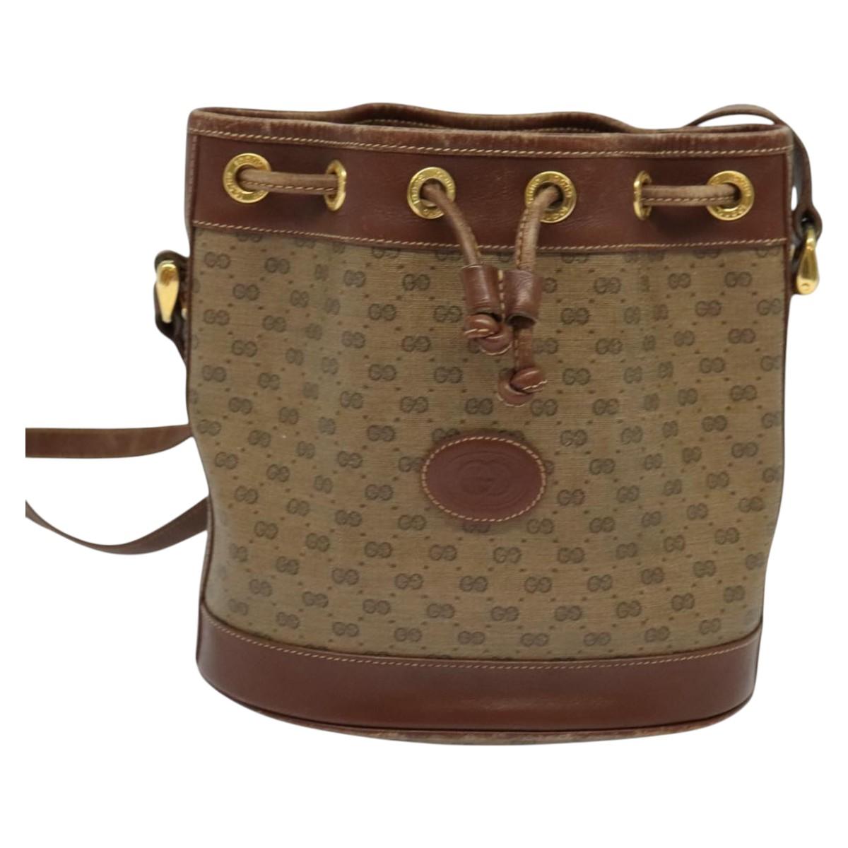 GUCCI Micro GG Supreme Shoulder Bag Beige Gold 007 86 0044 Auth ti2975