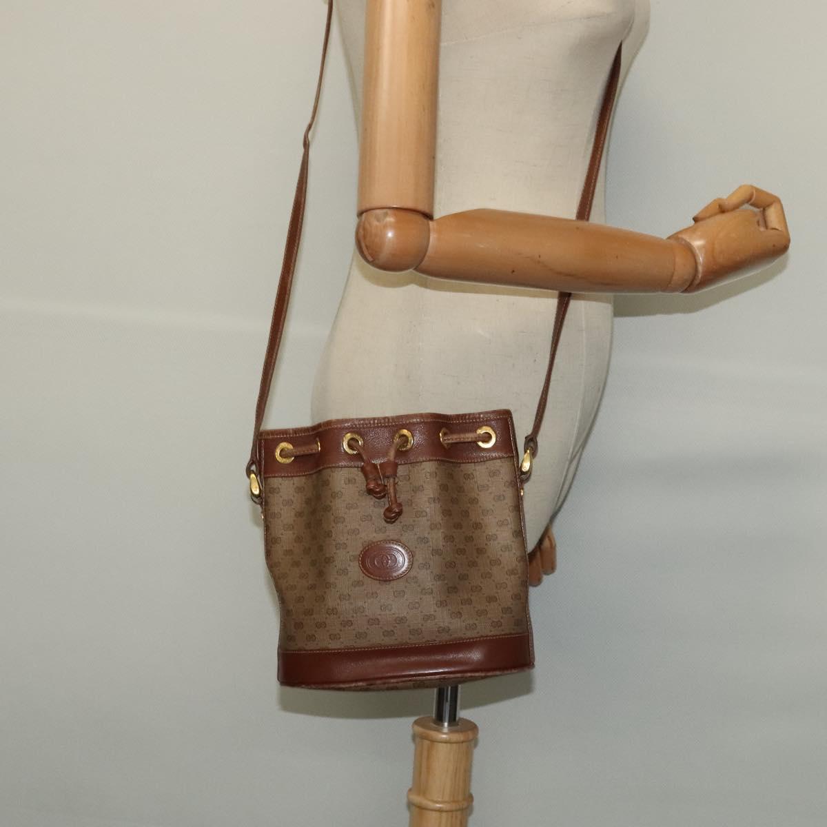 GUCCI Micro GG Supreme Shoulder Bag Beige Gold 007 86 0044 Auth ti2975