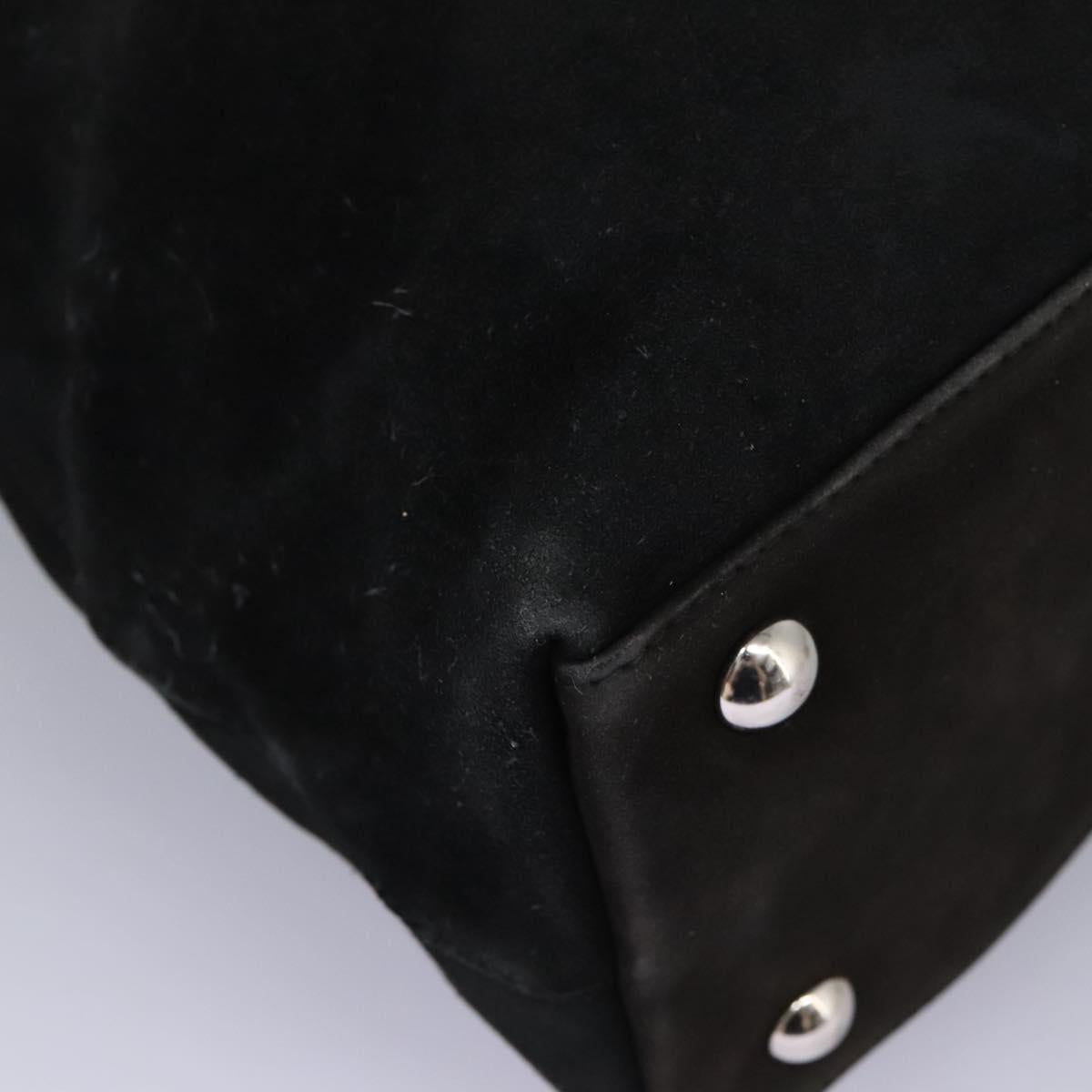 GUCCI Hand Bag Suede 2way Black Silver Auth ti2978