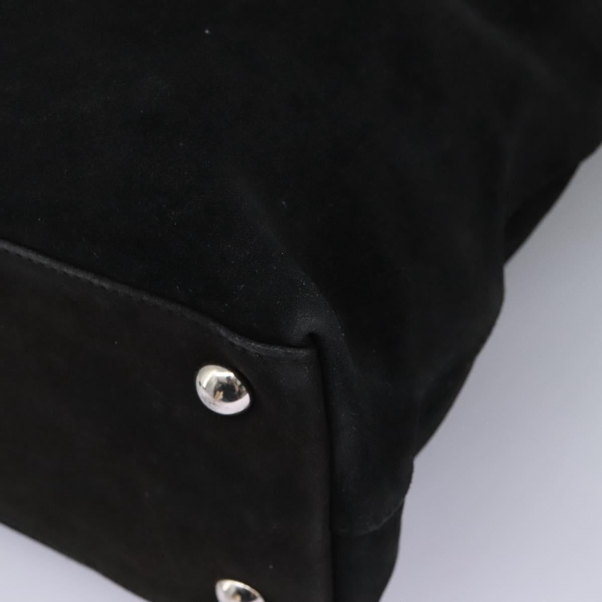 GUCCI Hand Bag Suede 2way Black Silver Auth ti2978