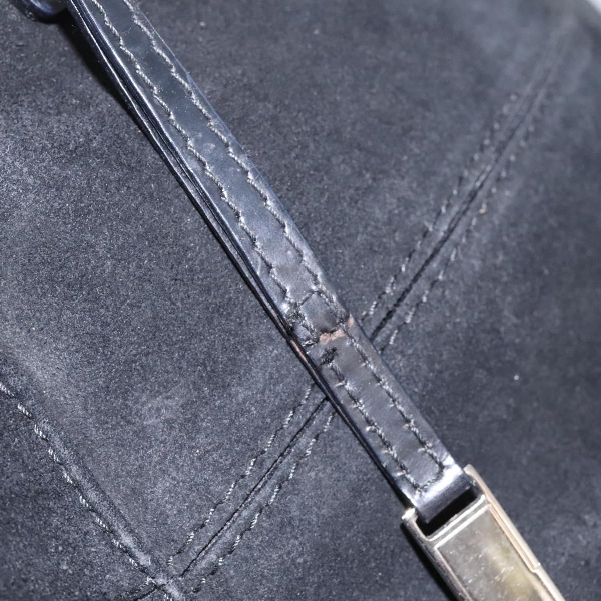 GUCCI Hand Bag Suede 2way Black Silver Auth ti2978