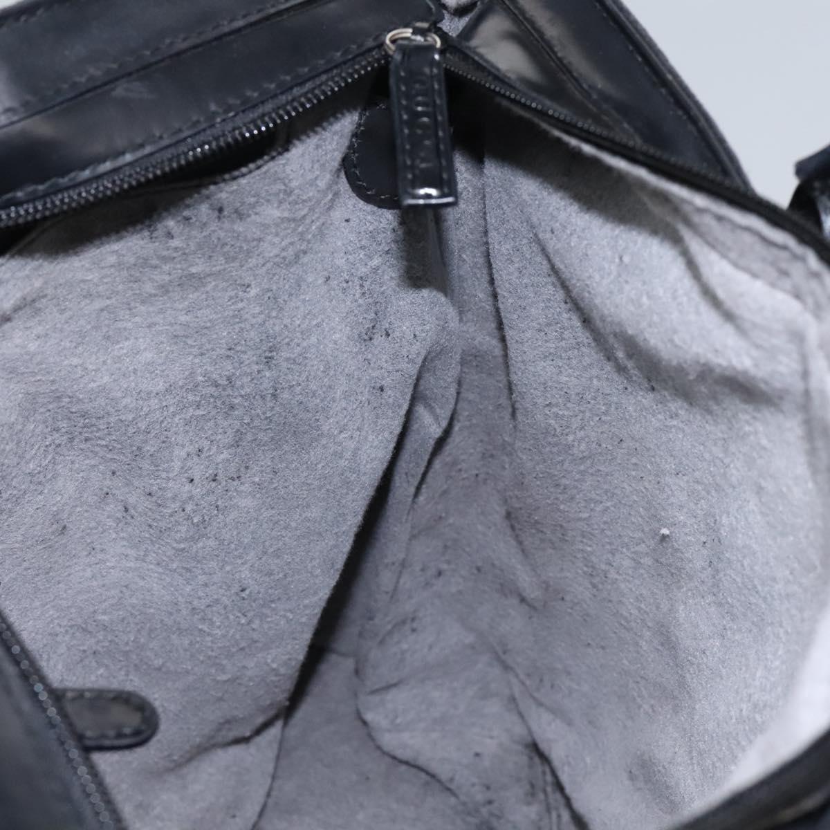 GUCCI Hand Bag Suede 2way Black Silver Auth ti2978