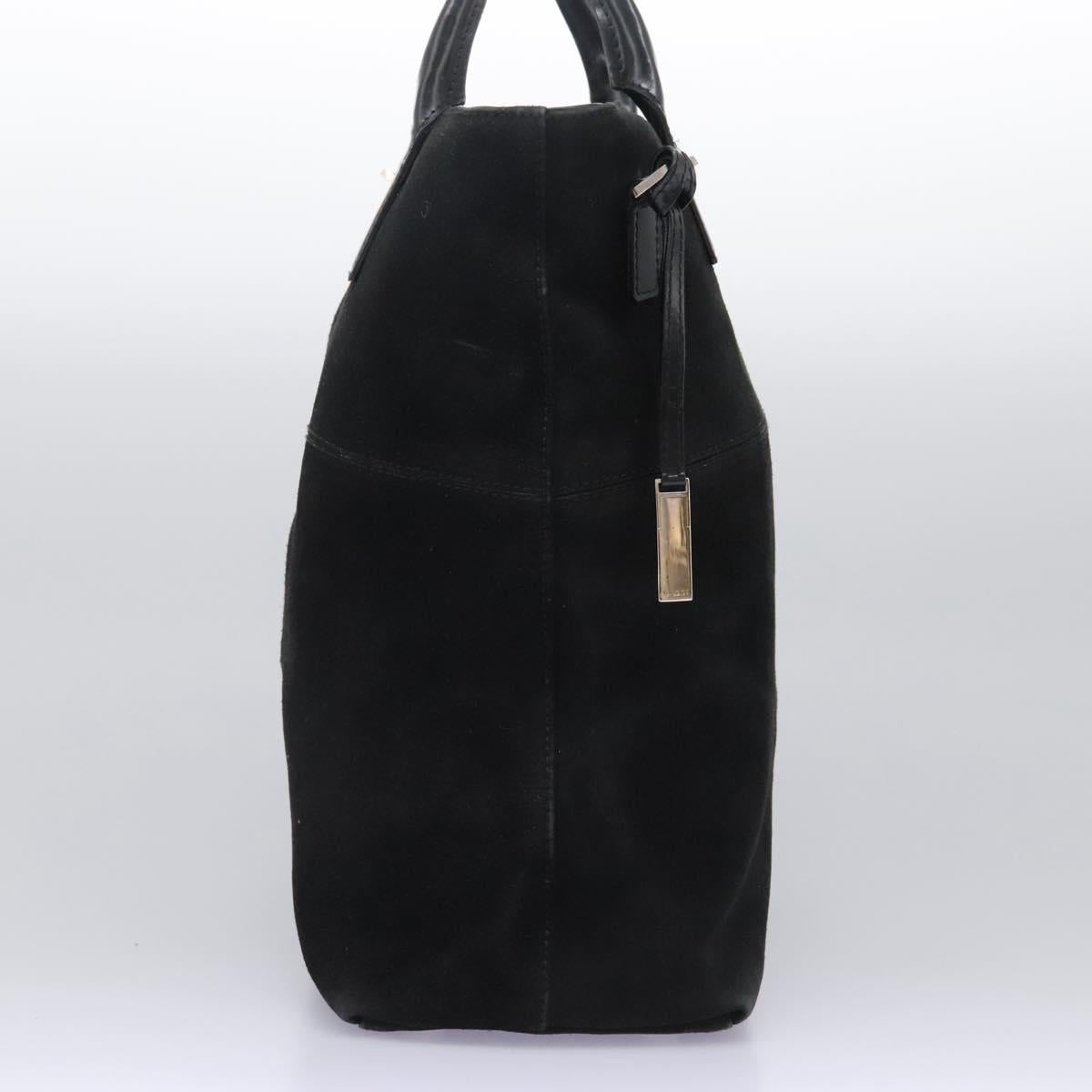 GUCCI Hand Bag Suede 2way Black Silver Auth ti2978