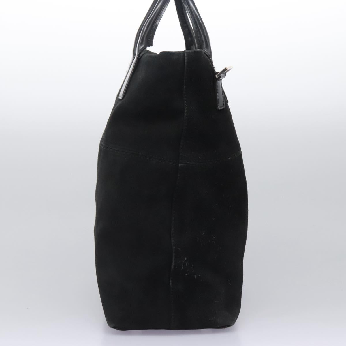 GUCCI Hand Bag Suede 2way Black Silver Auth ti2978