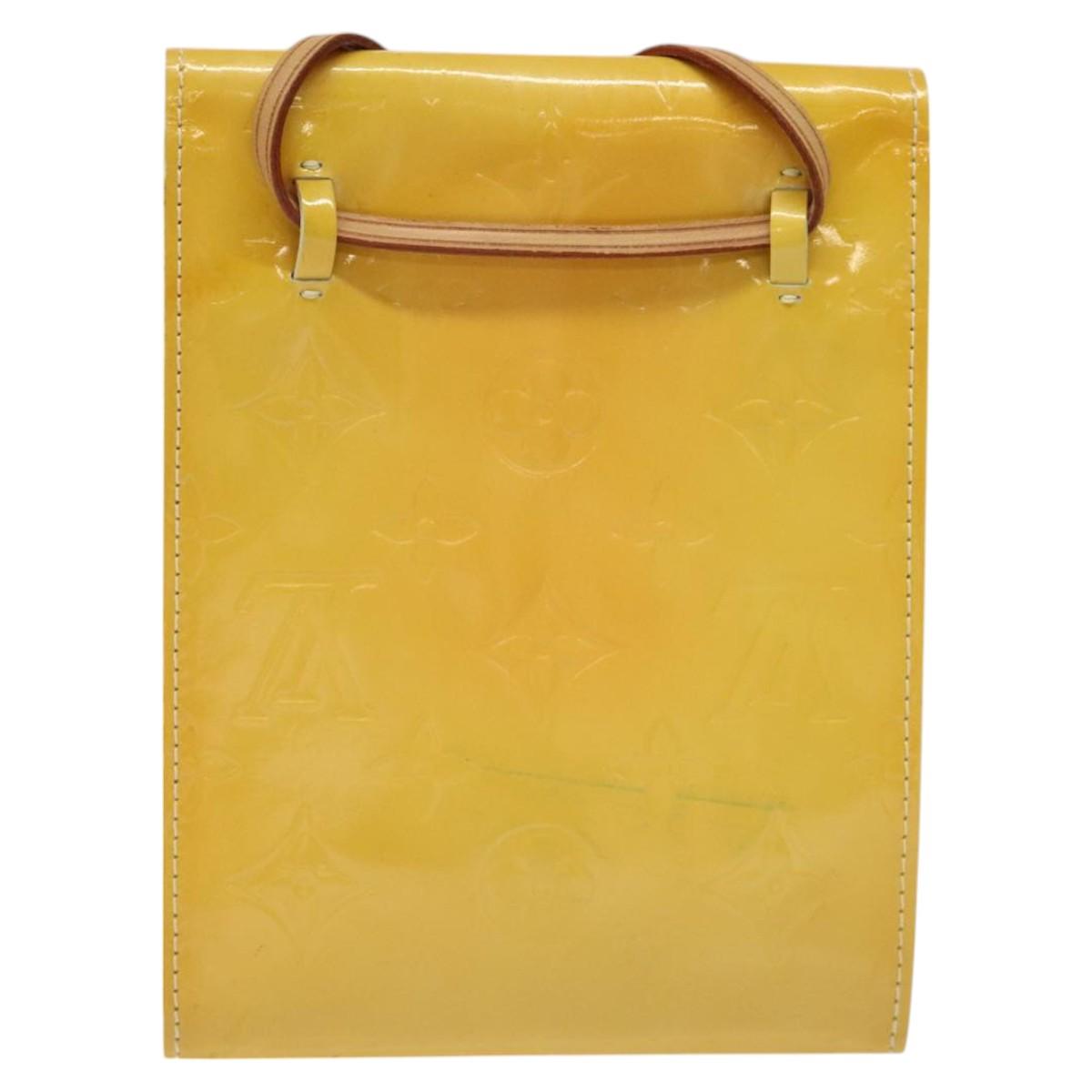 LOUIS VUITTON Monogram Vernis Kenmare Pouch Yellow M91060 LV Auth ti2982