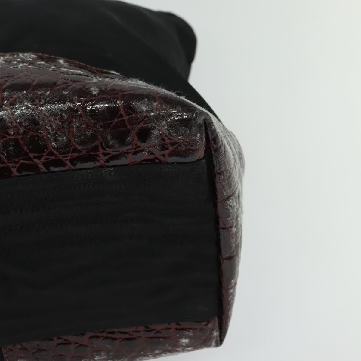 PRADA Hand Bag Nylon Black Gold Auth ti2990