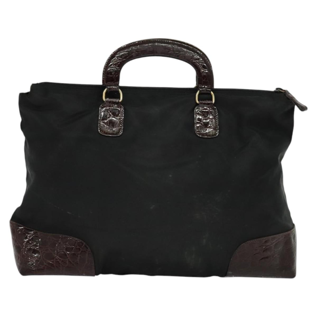 PRADA Hand Bag Nylon Black Gold Auth ti2990