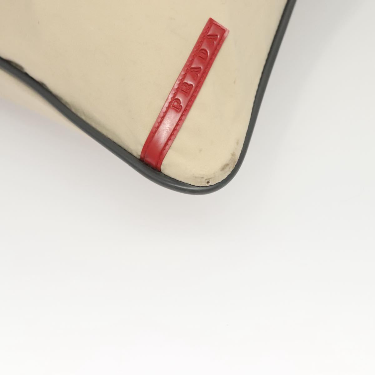 PRADA Sports Tote Bag Nylon Beige Silver Auth ti2991