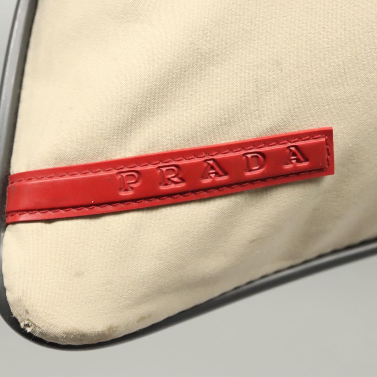 PRADA Sports Tote Bag Nylon Beige Silver Auth ti2991