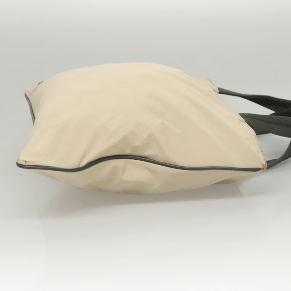 PRADA Sports Tote Bag Nylon Beige Silver Auth ti2991