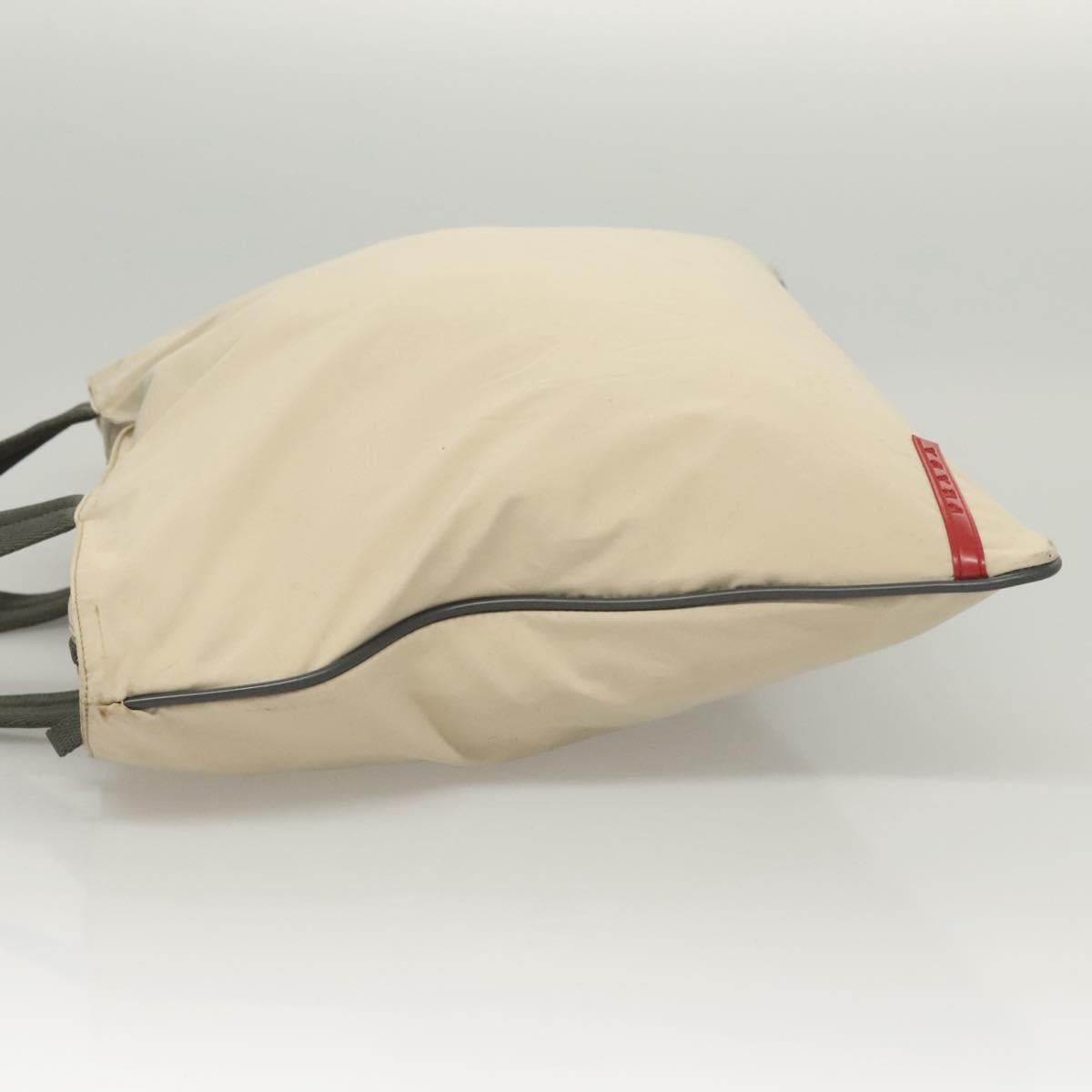 PRADA Sports Tote Bag Nylon Beige Silver Auth ti2991