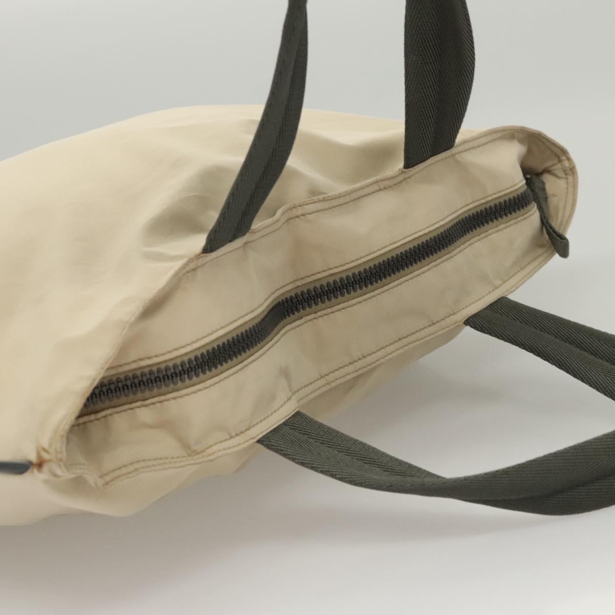 PRADA Sports Tote Bag Nylon Beige Silver Auth ti2991