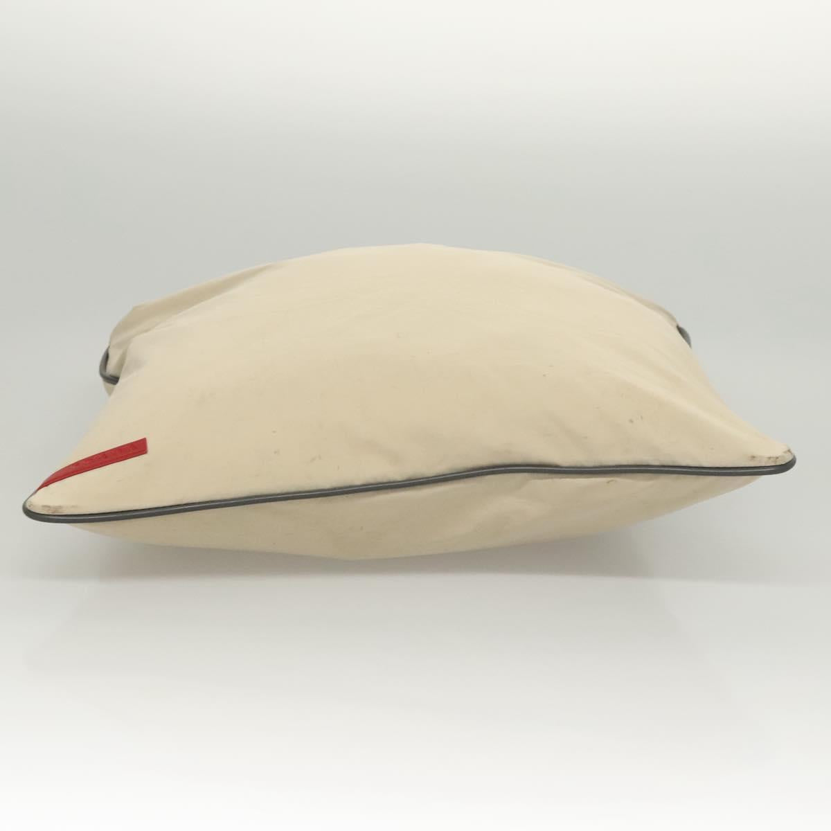 PRADA Sports Tote Bag Nylon Beige Silver Auth ti2991