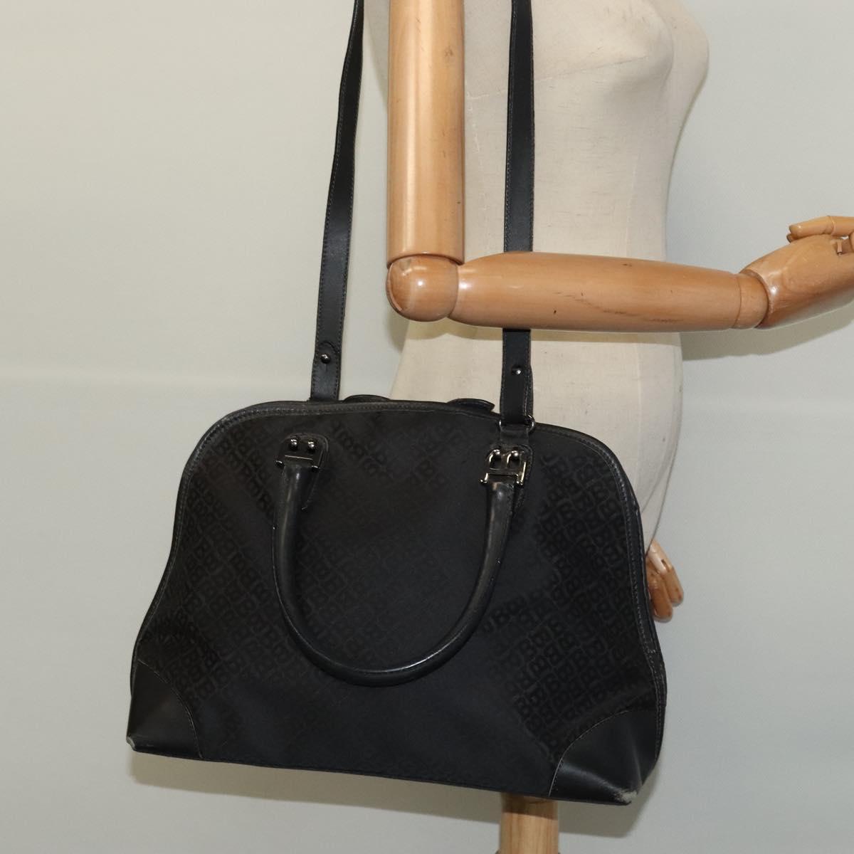 BALLY Hand Bag Nylon 2way Black Silver Auth ti2995